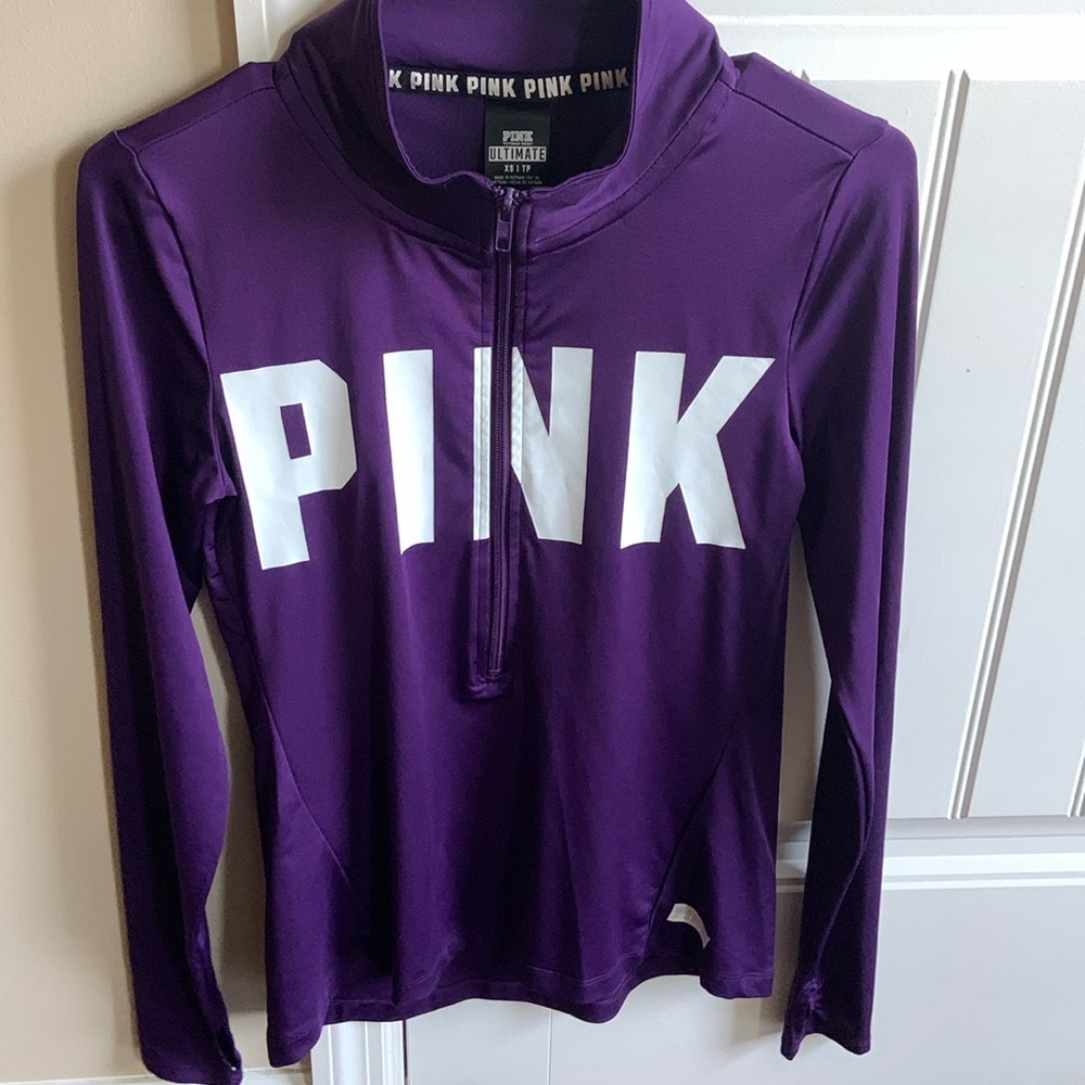 PINK quarter zip thin long sleeve shirt